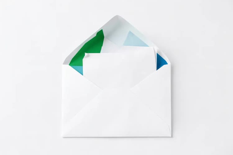 Um envelope aberto com uma carta saindo, simbolizando uma comunicação.